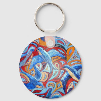 Chaveiro Design abstrato com balas azuis com sotaque vermel