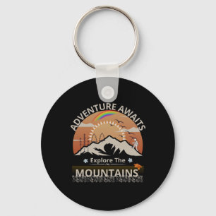 Chaveiro design "Adventure Await-Explore as montanhas"