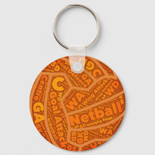 Chaveiro Design alaranjado temático da bola do Netball