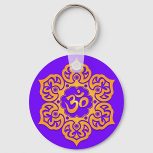 Chaveiro Design amarelo e azul floral de Aum