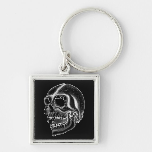 Chaveiro Design branco e preto do crânio do vampiro (Frente)