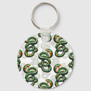 Chaveiro Design Cobra de padrão de fundo branco
