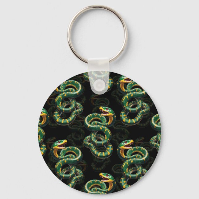Chaveiro Design Cobra de padrão de fundo preto (Frente)