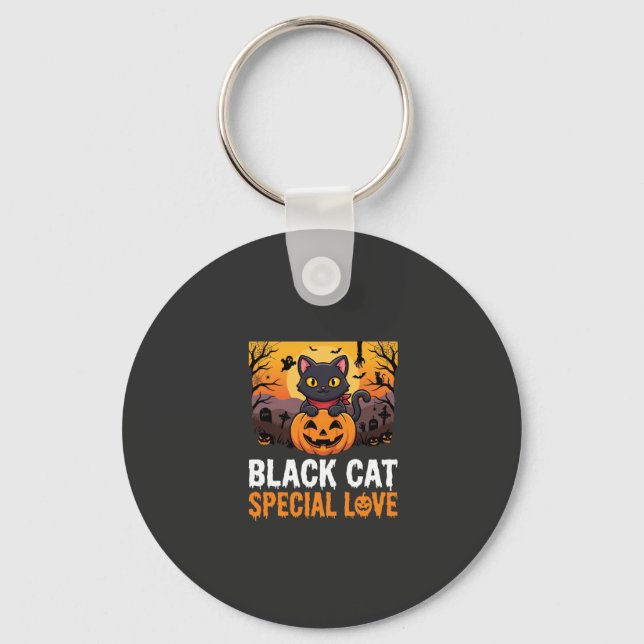 Chaveiro Design de Abóbora de Amor Especial de Gato Preto d (Frente)