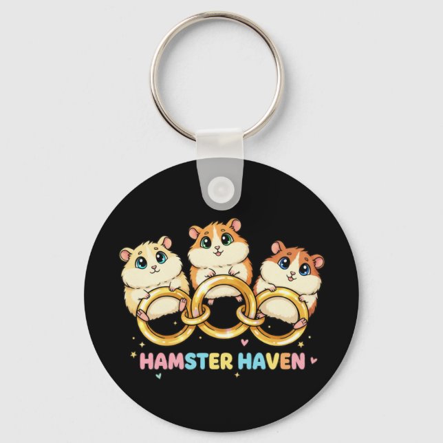 Chaveiro Design de Anel Fofo do Refúgio do Hamster (Frente)