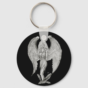 Chaveiro Design de anjo preto e branco