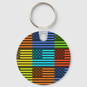 Chaveiro Design de Bandeira com Tema Americano Inspirado em