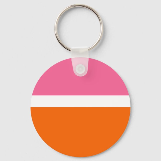 Chaveiro Design de Bloco de Cor Laranja Branco Cor Simples  (Frente)