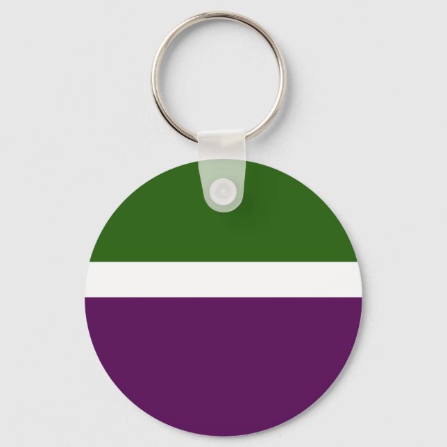 Chaveiro Design de Bloco de Cor Púrpura, Branco Verde (Frente)
