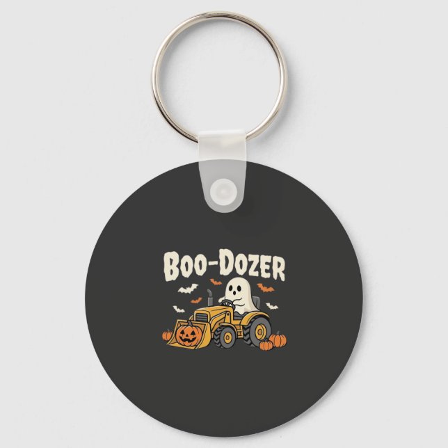 Chaveiro Design de Bulldozer Fantasma de Halloween Boo-Doze (Frente)