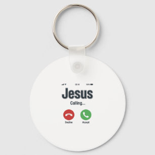 Chaveiro Design de Camiseta Cristã Jesus Chamando Tela de T