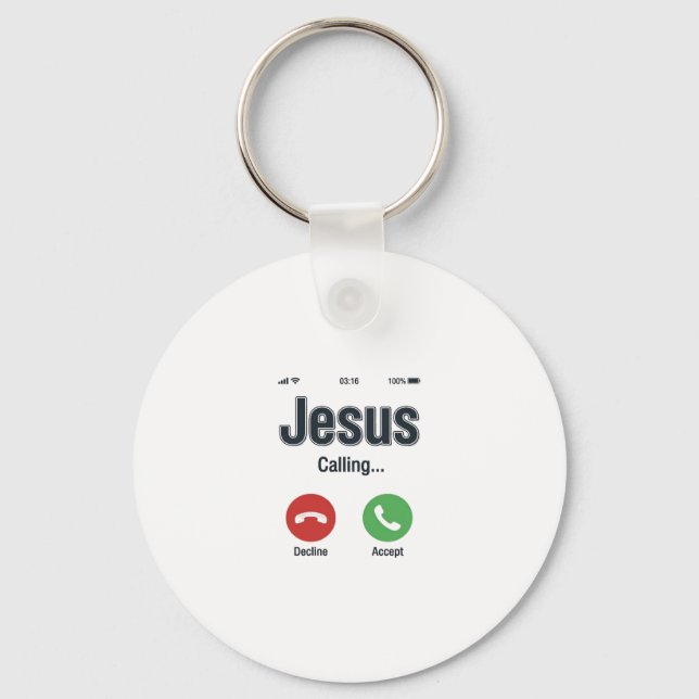 Chaveiro Design de Camiseta Cristã Jesus Chamando Tela de T (Frente)