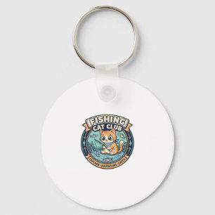 Chaveiro Design de camiseta de gato pescador fofo - Gato Pe