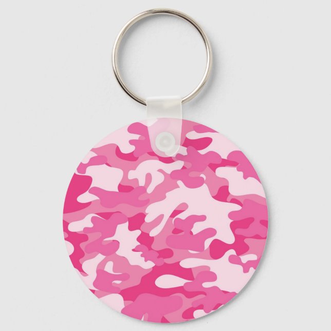 Chaveiro Design de Camo Cor-de-Rosa e Branco (Frente)