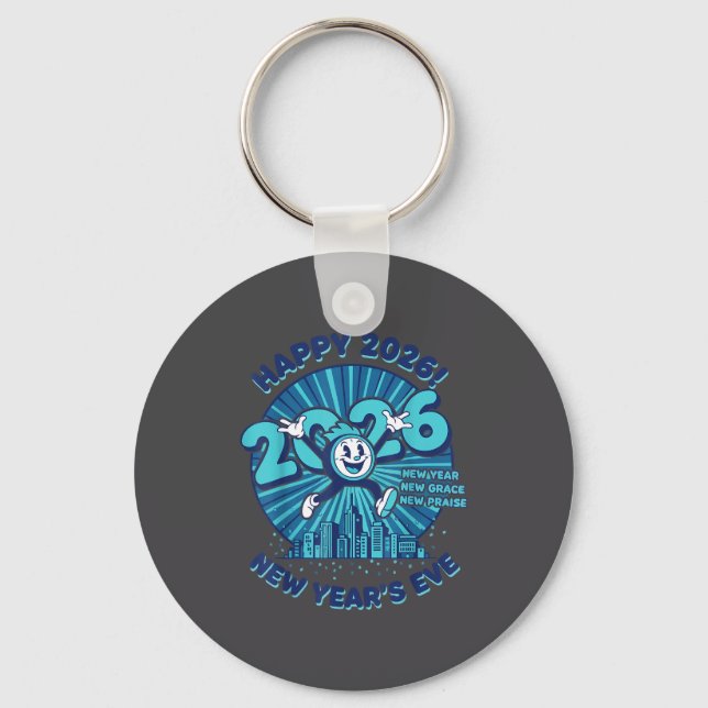 Chaveiro Design de Celebração de Réveillon de 2026 Feliz (Frente)
