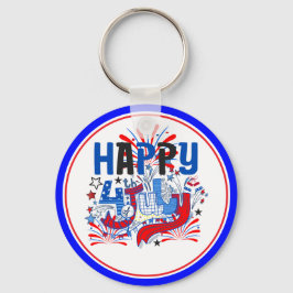 Chaveiro Design de Celebração Feliz 4 de Julho
