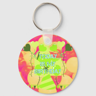 Chaveiro Design de Celebração Feliz: Hoje é o Meu Aniversár