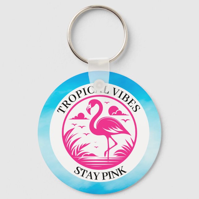 Chaveiro Design de Círculo de Verão Flamingo Rosa-68730 (Frente)