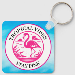Chaveiro Design de Círculo de Verão Flamingo Rosa-68730
