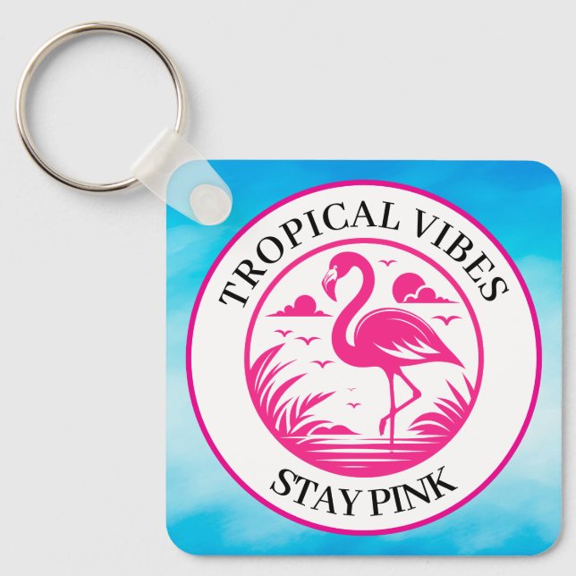 Chaveiro Design de Círculo de Verão Flamingo Rosa-68730 (Frente)