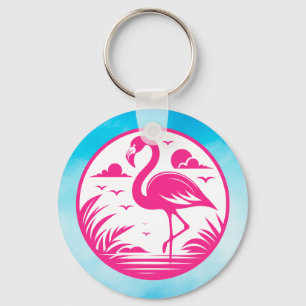 Chaveiro Design de Círculo de Verão Flamingo Rosa-68730