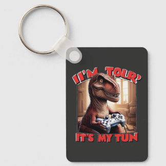 Chaveiro Design de Citação de Gamer T-Rex Engraçado