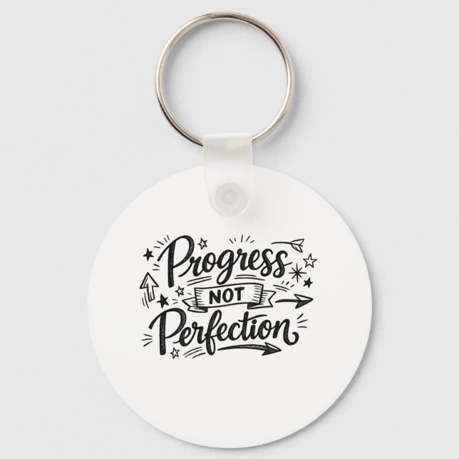 Chaveiro Design de Citação Motivacional Progresso Não Perfe (Frente)
