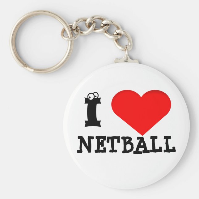 Chaveiro Design de Coração Divertido Eu Amo Netball (Frente)