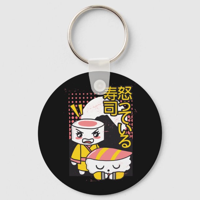 Chaveiro Design de desenho animado engraçado de lutadores d (Frente)