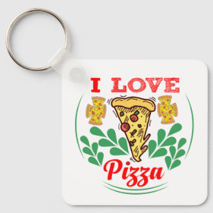 Chaveiro Design de Diversão Pizza Lover para Fanáticos Comi
