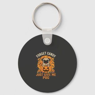 Chaveiro Design de Doces de Halloween Engraçado Pug_1