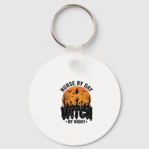 Chaveiro Design de enfermeira bruxa vintage de Halloween_1