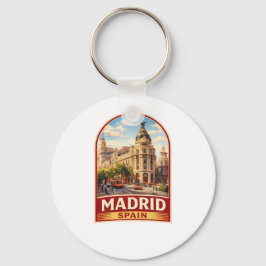 Chaveiro Design de estilo de pôster de viagem Vintage Madri