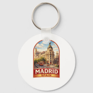 Chaveiro Design de estilo de pôster de viagem Vintage Madri
