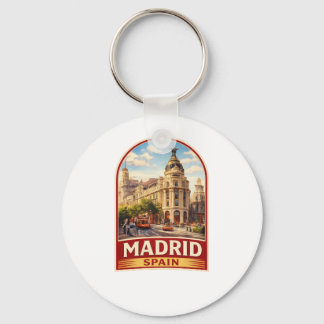 Chaveiro Design de estilo de pôster de viagem Vintage Madri