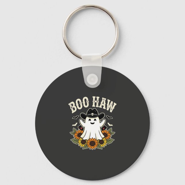 Chaveiro Design de Fantasma de Halloween Ocidental Boo Haw (Frente)