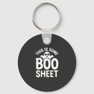 Chaveiro Design de Fantasma Folha Boo Halloween Engraçado_1