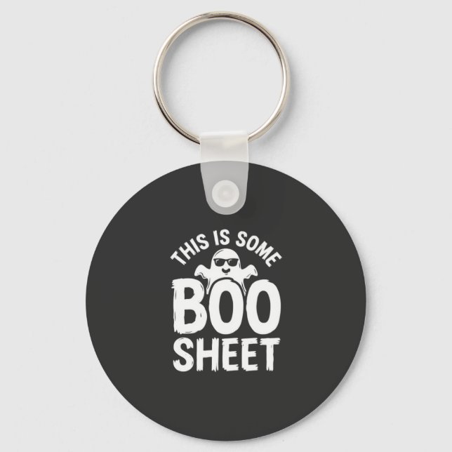 Chaveiro Design de Fantasma Folha Boo Halloween Engraçado_1 (Frente)