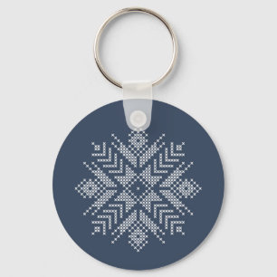 Chaveiro Design de floco de neve com ponto de cruz de Natal
