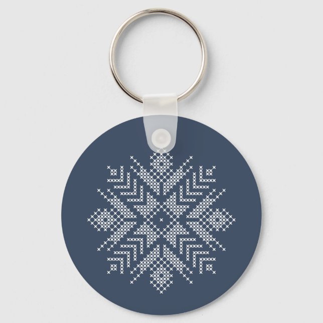 Chaveiro Design de floco de neve com ponto de cruz de Natal (Frente)
