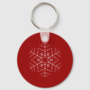 Chaveiro Design de floco de neve em vermelho escuro e branc