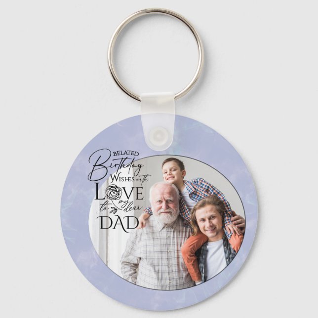 Chaveiro Design de Foto com Caligrafia para Pai com Parabén (Frente)