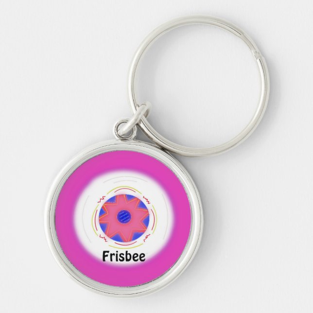 Chaveiro Design de Frisbee Rosa legal (Frente)