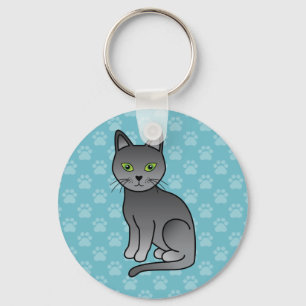 Chaveiro Design de Gato de Raça Azul Russo