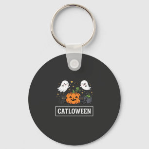 Chaveiro Design de Gato Fantasma Fofo Catloween de Hallowee