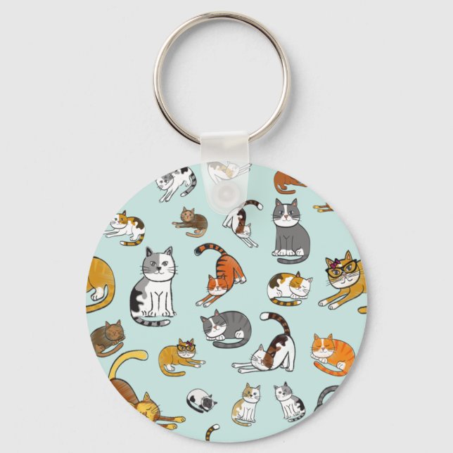Chaveiro design de gato giro para amantes de gatos - turque (Frente)