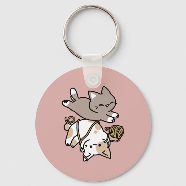 Chaveiro Design de Gatos Divertidos e Fofos – Arte Divertid (Frente)