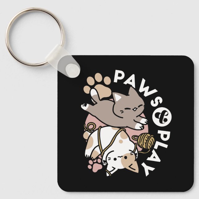 Chaveiro Design de Gatos Fofos e Divertidos – Patas e Diver (Frente)