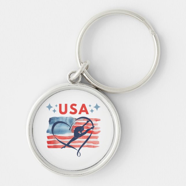 Chaveiro Design de ginástica Patriótica Americana (Frente)