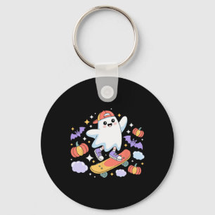 Chaveiro Design de Halloween de skatista fantasma legal com